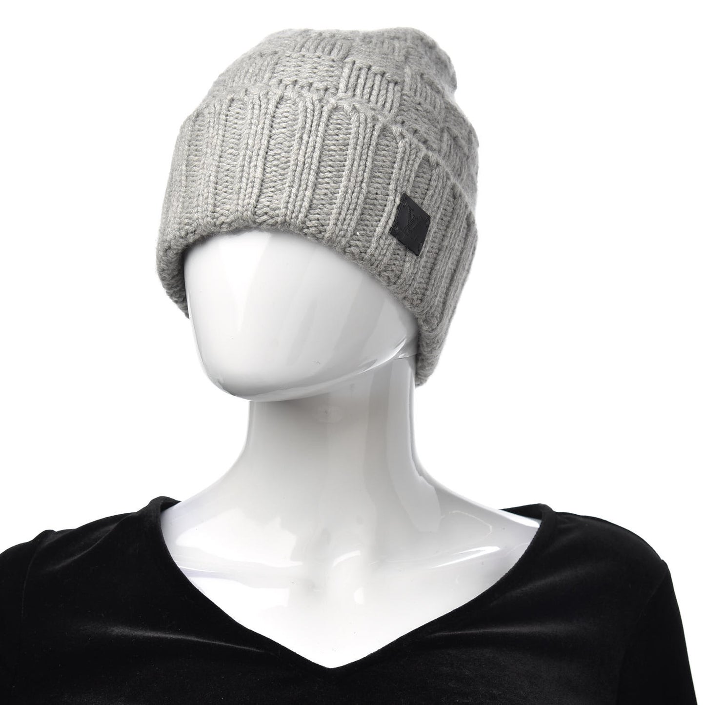 Cashmere Damier Helsinki Beanie Hat Grey