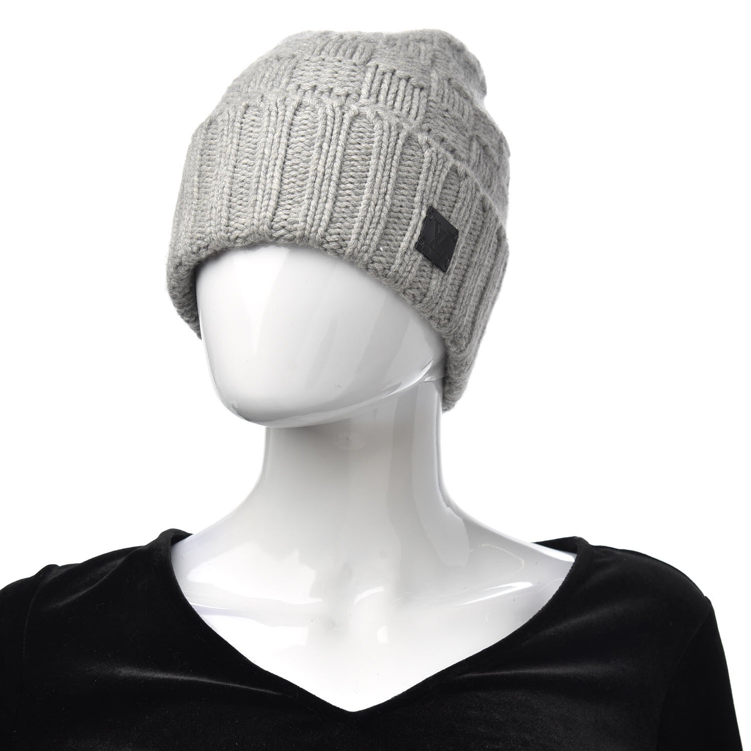 Louis Vuitton Cashmere Damier Helsinki Beanie Hat Grey 2 of 4
