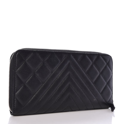 Chanel Caviar Quilted Diamond CC Duo Zip Around Wallet Black 3 of 8