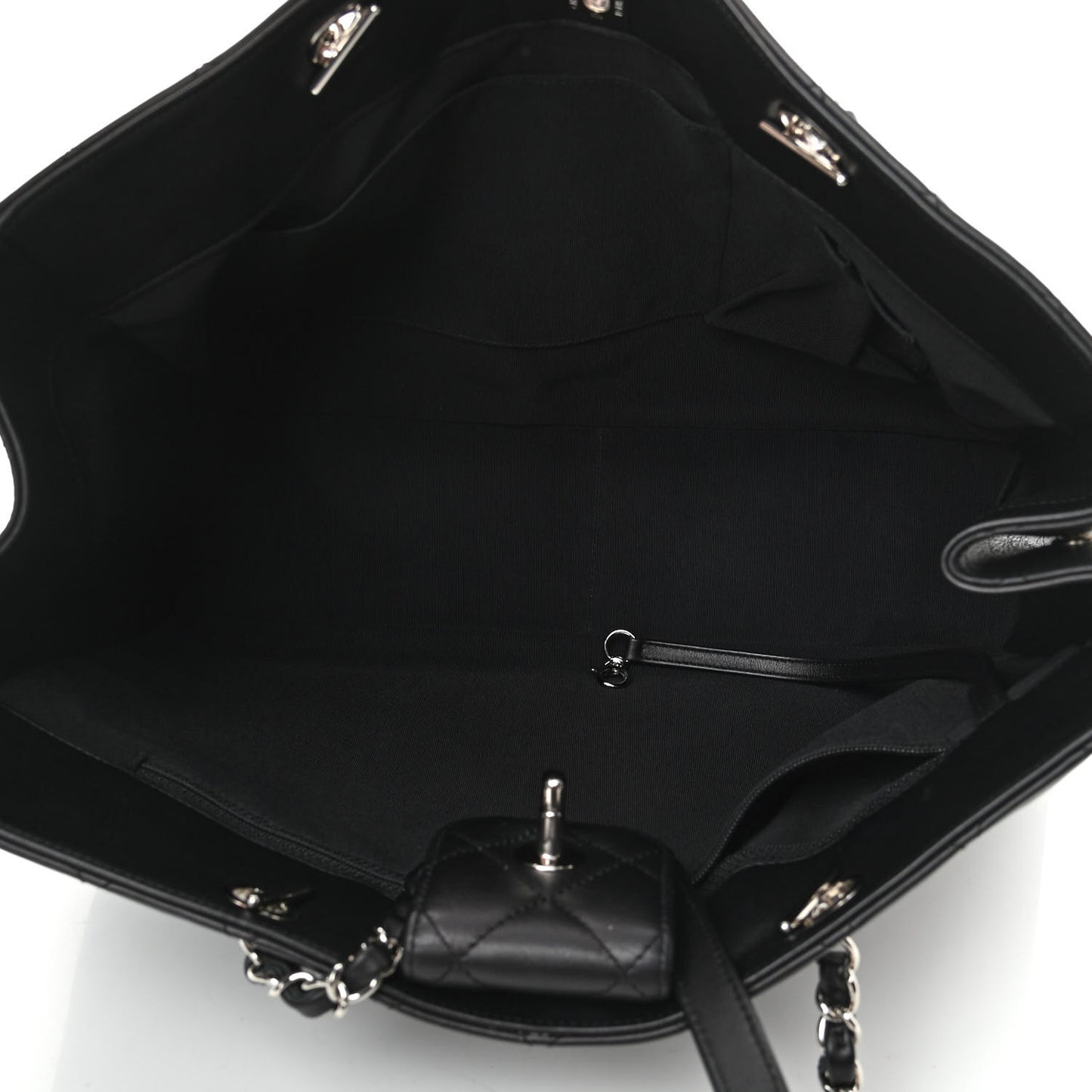 Calfskin Quilted Large Classic Shopping Tote Black