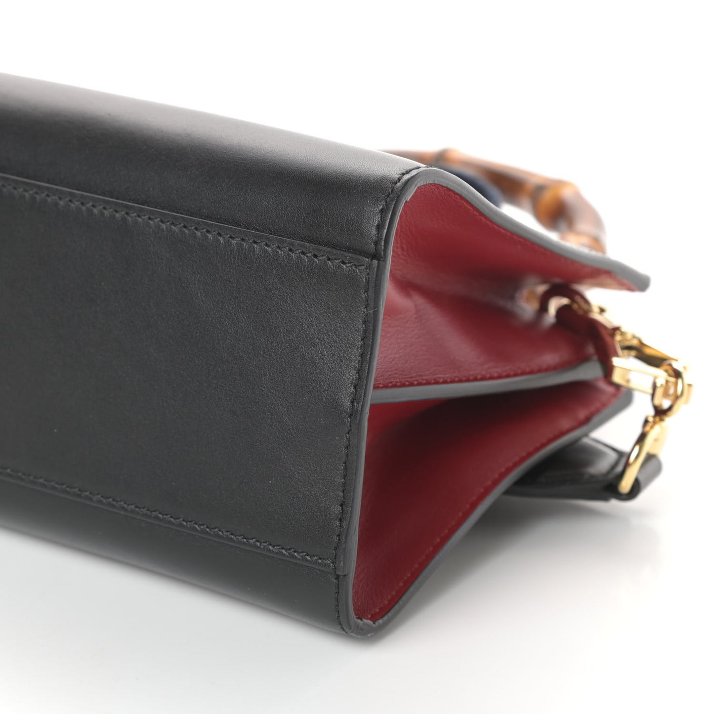 Nappa Bamboo Web Mini Nymphaea Top Handle Bag Black