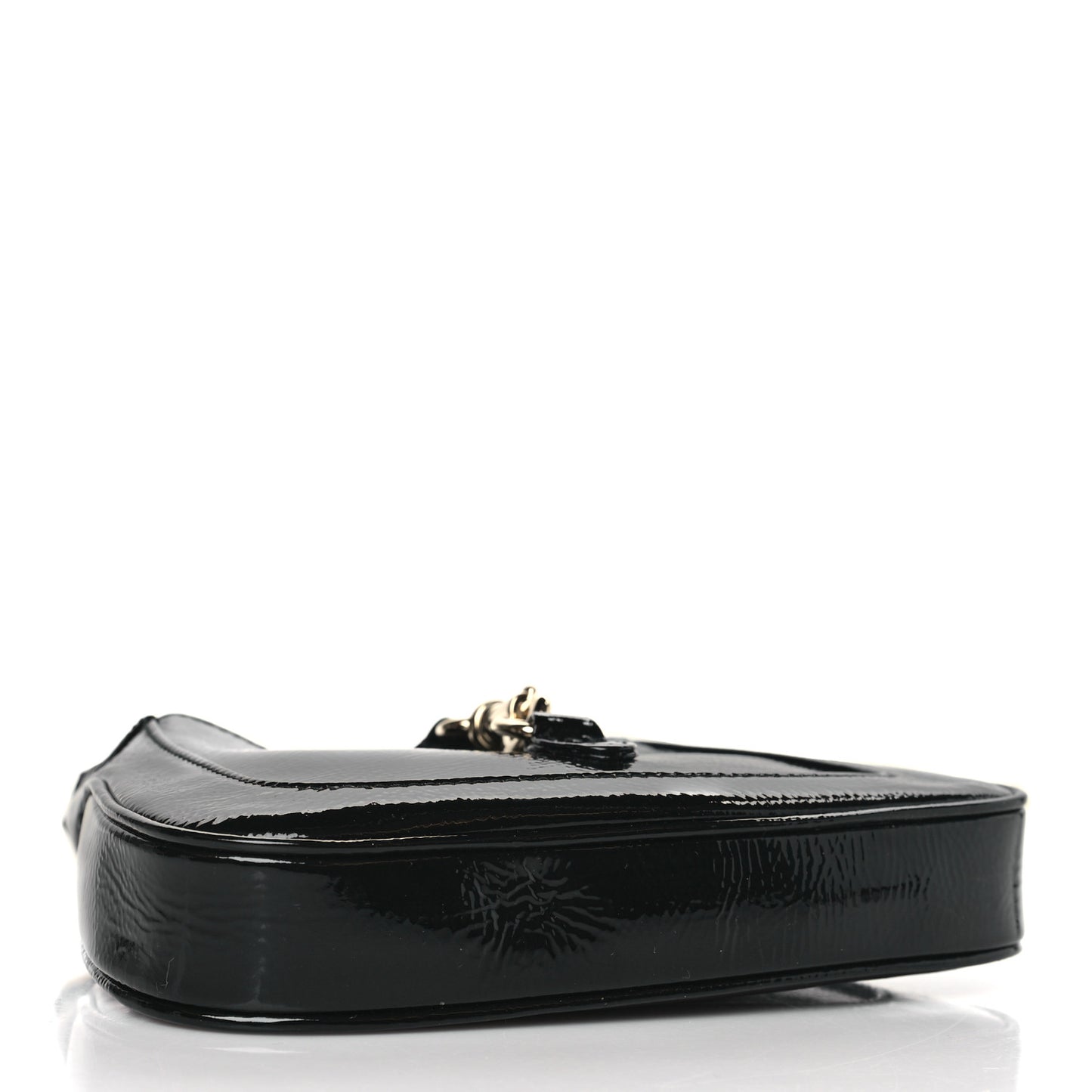 Crinkled Patent Mini Jackie Notte Bag Black