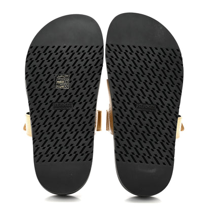 Hermes Metallic Goatskin Womens Chypre Sandals 38.5 Dore 5 of 9