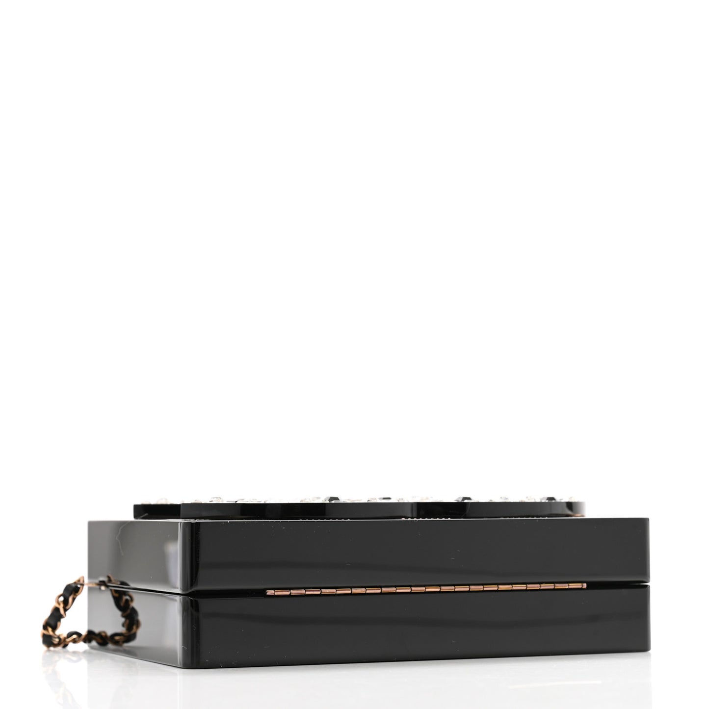 Plexiglass Crystal CC Minaudiere Clutch Black Copper
