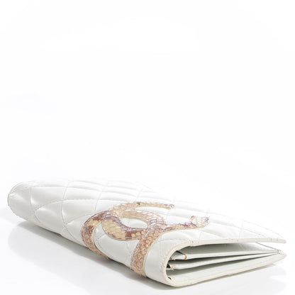 Chanel Calfskin Python Quilted Cambon Yen Wallet White 4 of 9