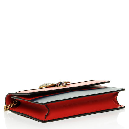 Gucci Calfskin Queen Margaret Chain Wallet Blue Agata Hibiscus Red Mystic White 4 of 6