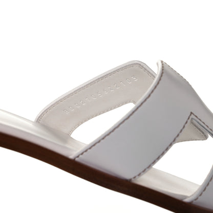 Hermes Box Calfskin Oran Sandals 39 White 5 of 9