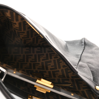 Fendi Goatskin Zucca Large Peekaboo Iconic Satchel Black Tobacco 4 of 8
