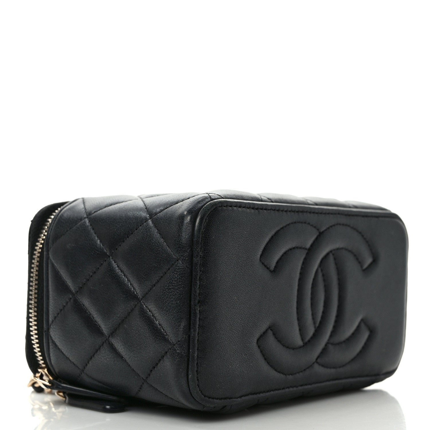 Chanel Lambskin Quilted Small Top Handle Vanity Case With Chain Black 4 of 12