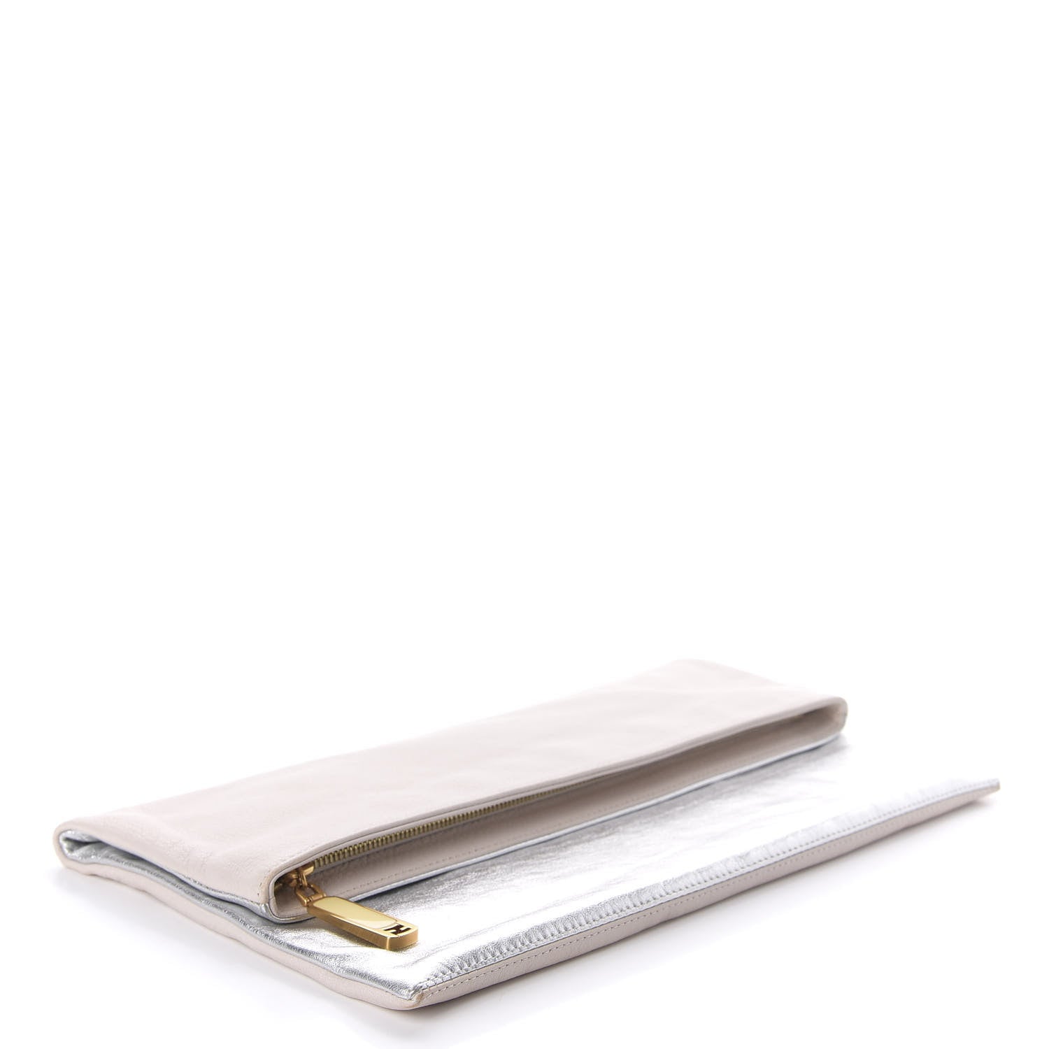 Fendi Metallic Calfskin Roma Chameleon Clutch Soap Silver 4 of 9