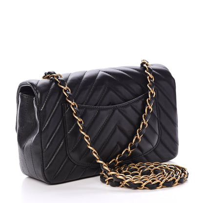 Chanel Lambskin Chevron Quilted Mini Rectangular Flap Black 2 of 15