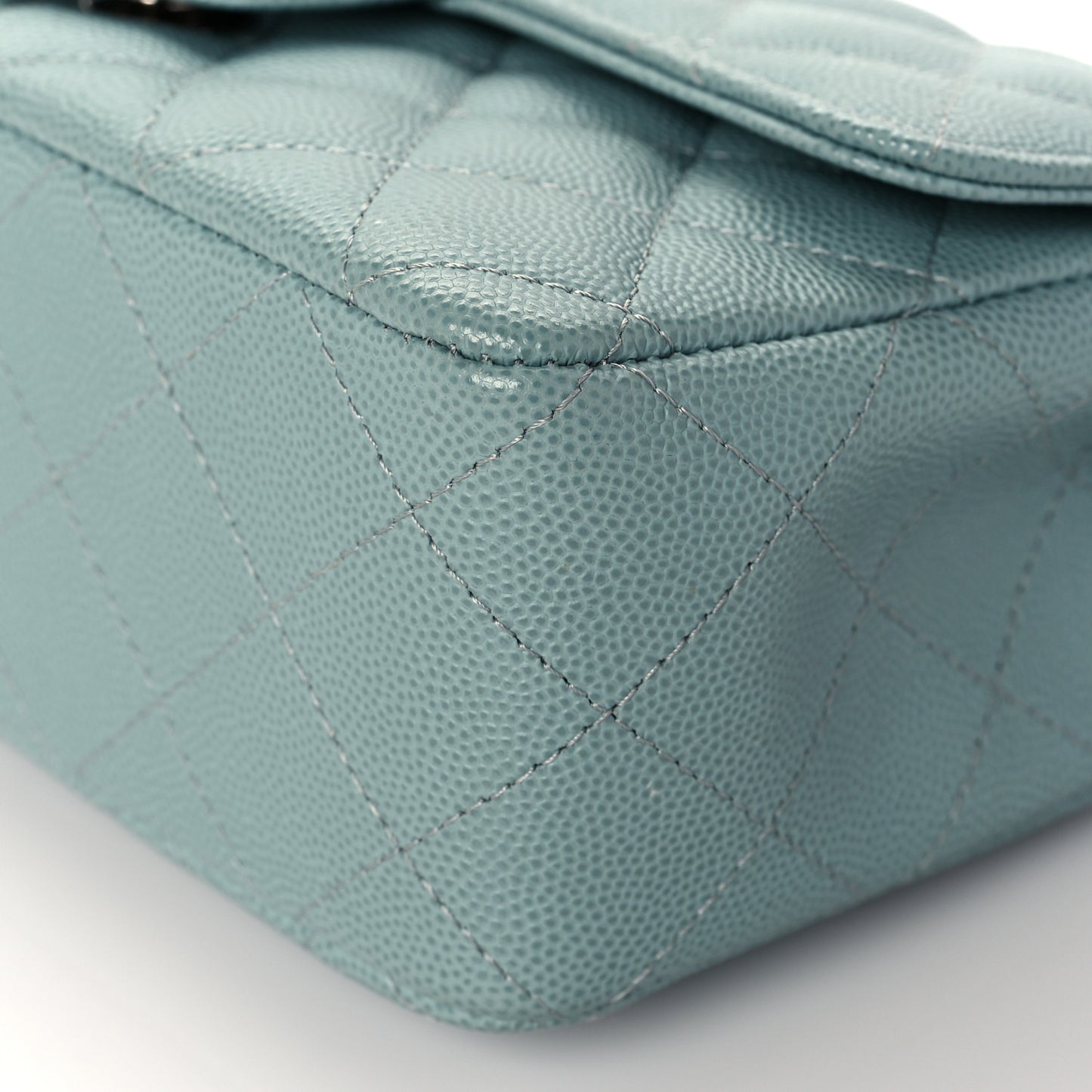Caviar Quilted Mini Rectangular Flap Green