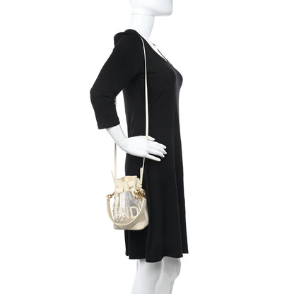 Fendi Mesh Vitello King F is Fendi Logo Embroidered Mini Mon Tresor Bucket Bag Sabbia White Ice 2 of 12