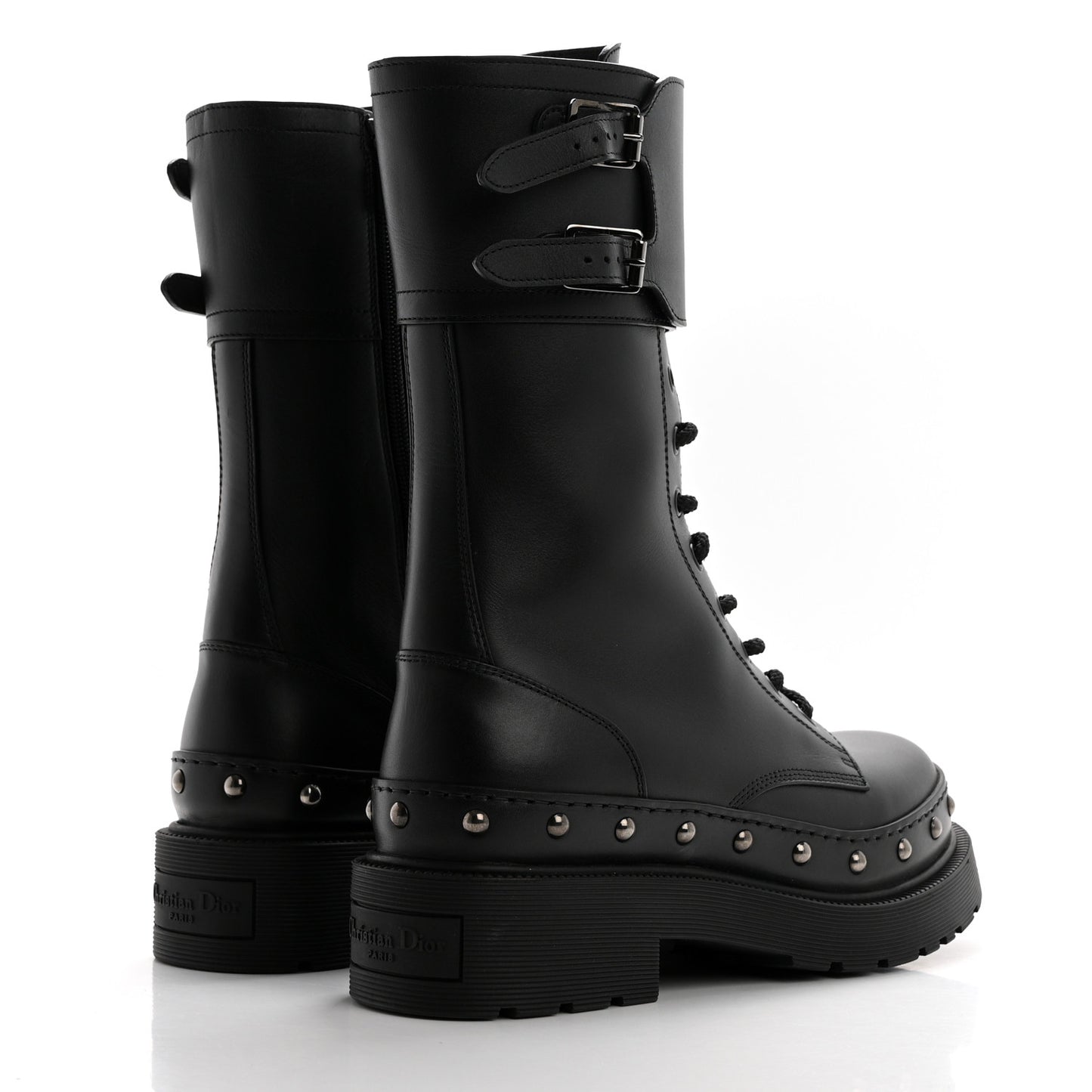 Calfskin Diorquake 25mm Combat Boots 38 Black