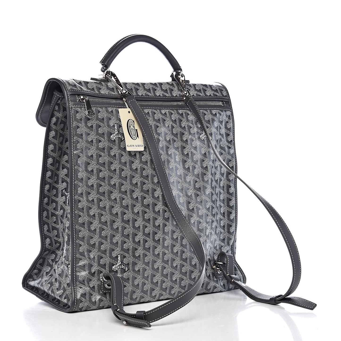 Goyardine Saint Leger Soft Briefcase Backpack Grey