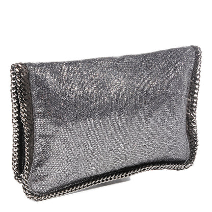 Stella McCartney Metallic Glitter Fold Over Falabella Clutch Silver 3 of 8