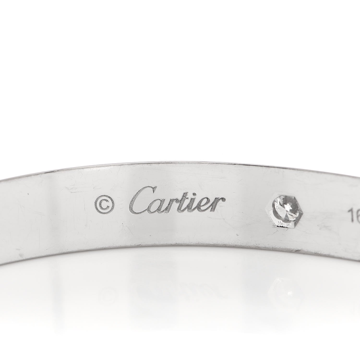 Cartier 18K White Gold 4 Diamond LOVE Bracelet 16 3 of 5