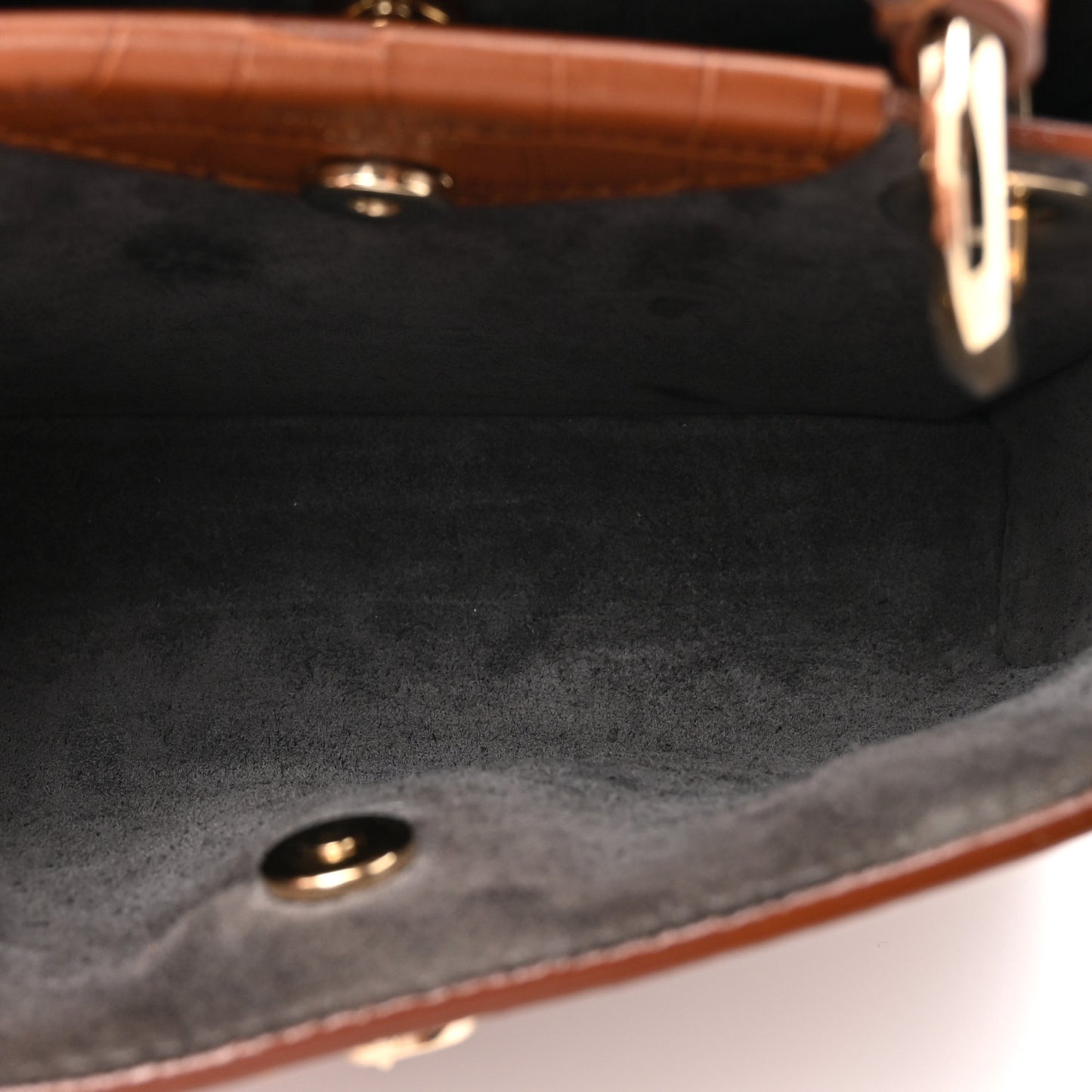 Calfskin Crocodile Embossed Mini Varenne Top Handle Dark