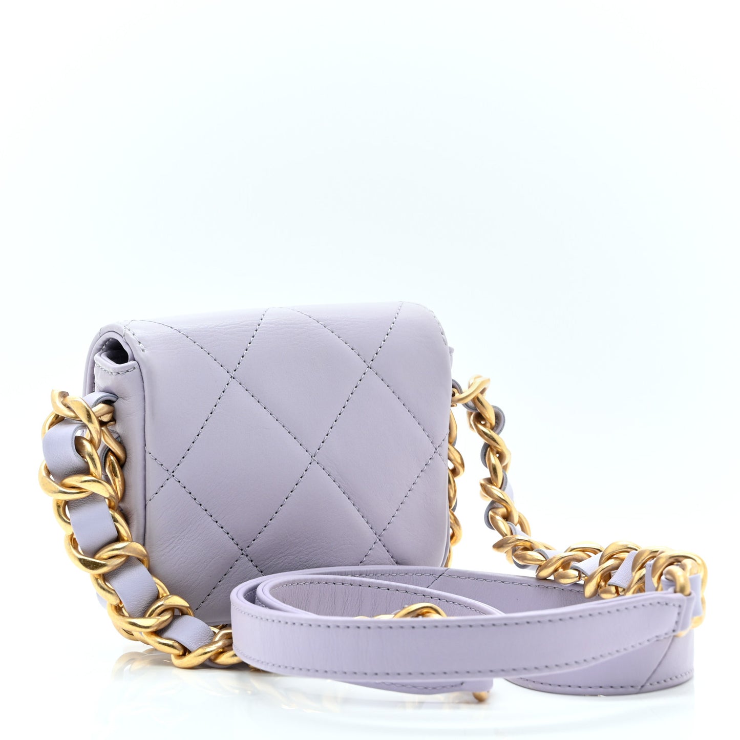 Calfskin Quilted Mini Framing Chain Bag Light Purple