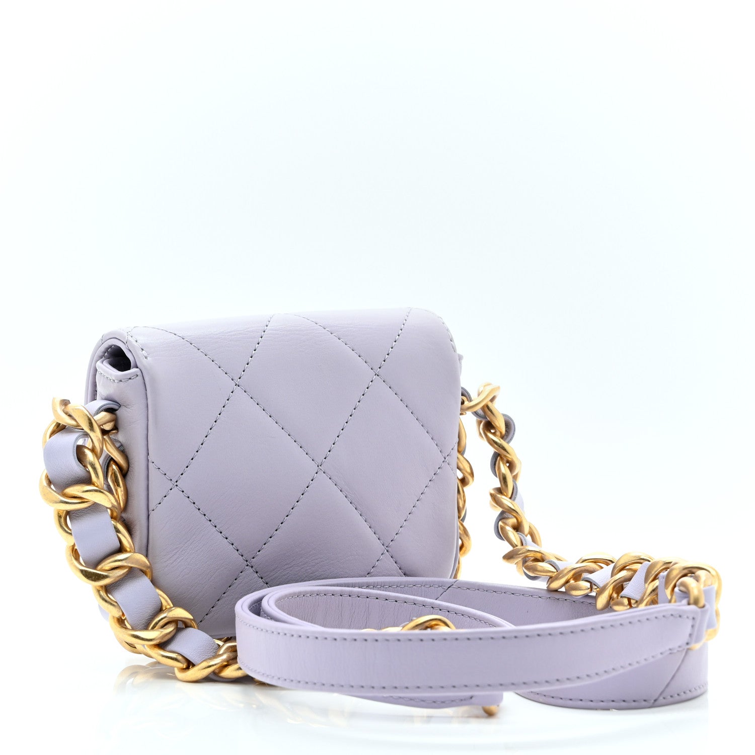 Chanel Calfskin Quilted Mini Framing Chain Bag Light Purple 3 of 10