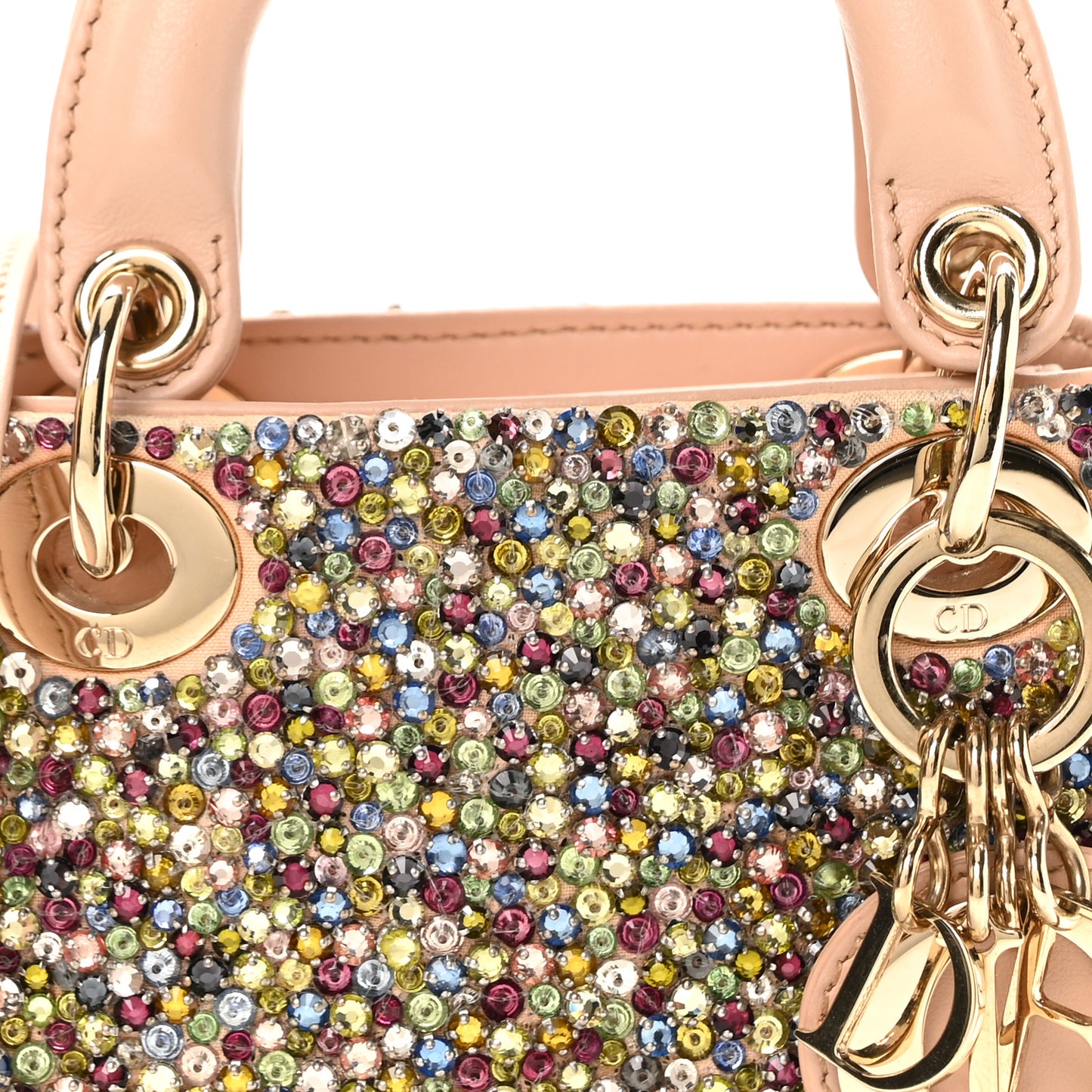 Satin Crystal Beaded Embroidered Micro Lady Dior Multicolor