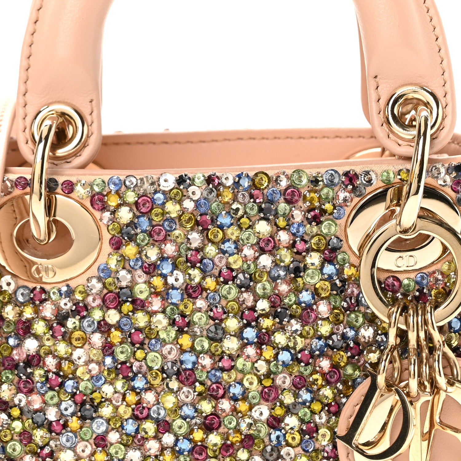 Christian Dior Satin Crystal Beaded Embroidered Micro Lady Dior Multicolor 8 of 11