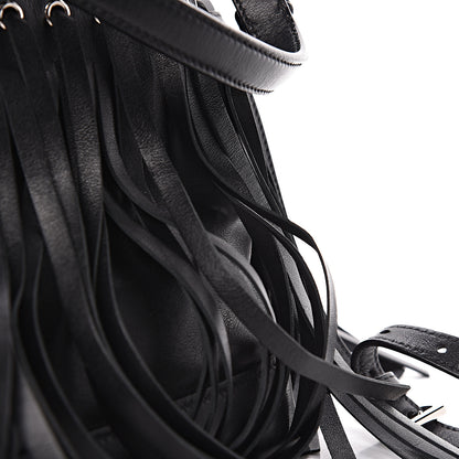 Prada Soft Calfskin Fringe Bucket Bag Black 13 of 15