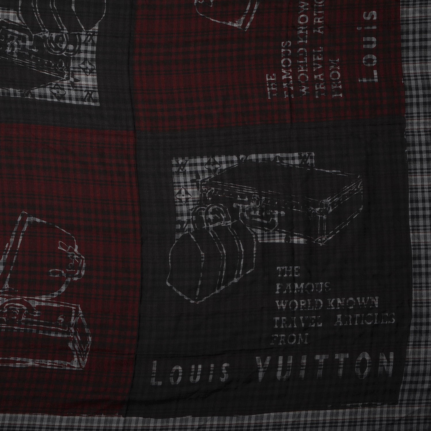 Louis Vuitton Mens Fleece Wool Silk Trunks Shawl Gris Rouge 1 of 6
