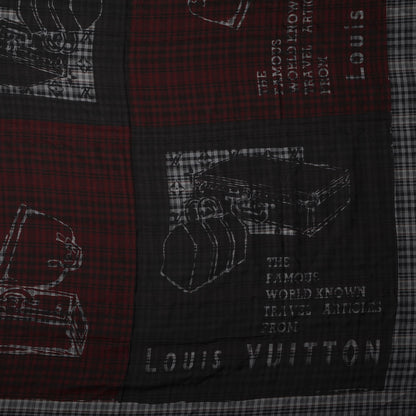 Louis Vuitton Mens Fleece Wool Silk Trunks Shawl Gris Rouge 1 of 6
