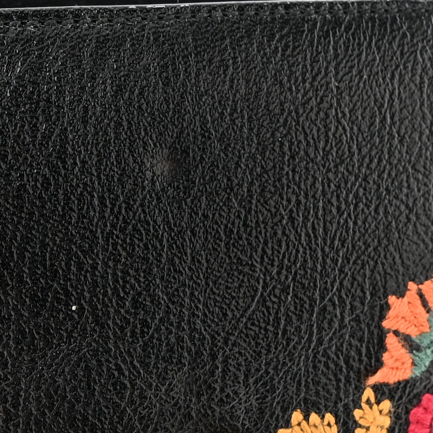 Patent Embroidered Mini Sylvie Top Handle Bag Black