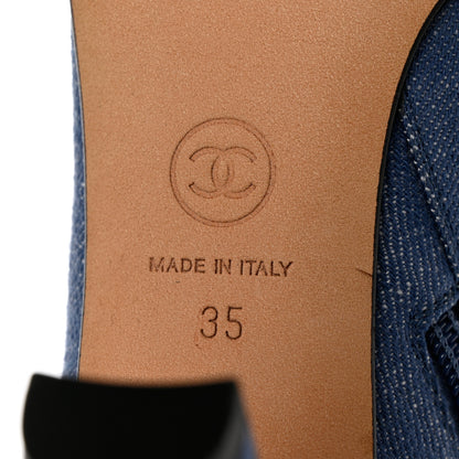 Chanel Denim Grosgrain Cap Toe Short Boots 35 Blue 8 of 9