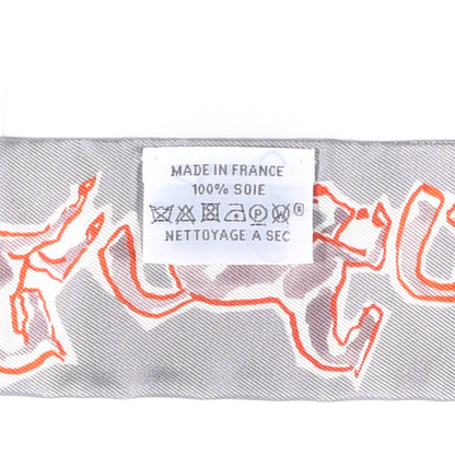 Hermes Silk Chevaux En Liberte Twilly Gris Perle Rouge White 2 of 4