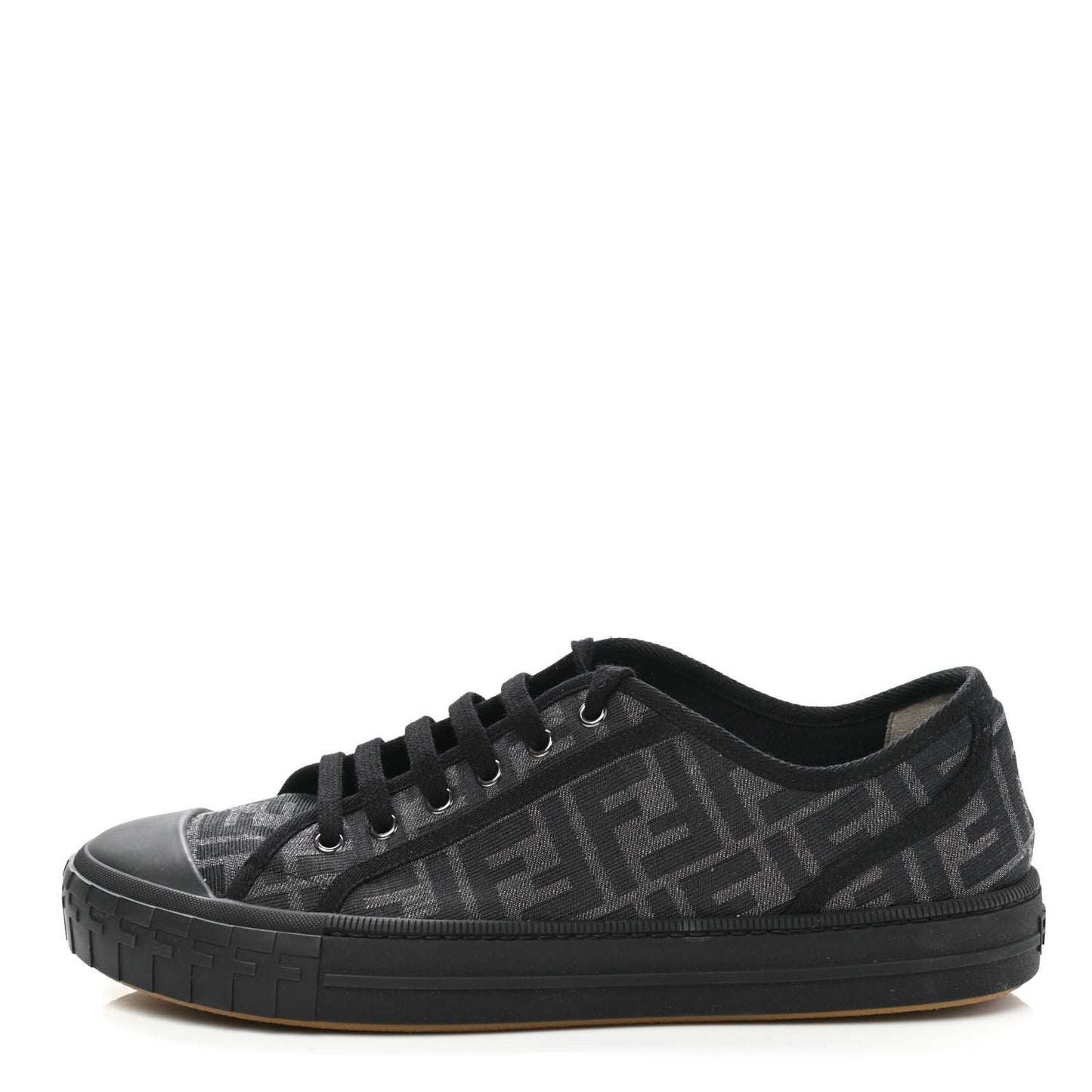 Fabric Jacquard Rubber FF Mens Domino Sneakers 11 Asfalto Black