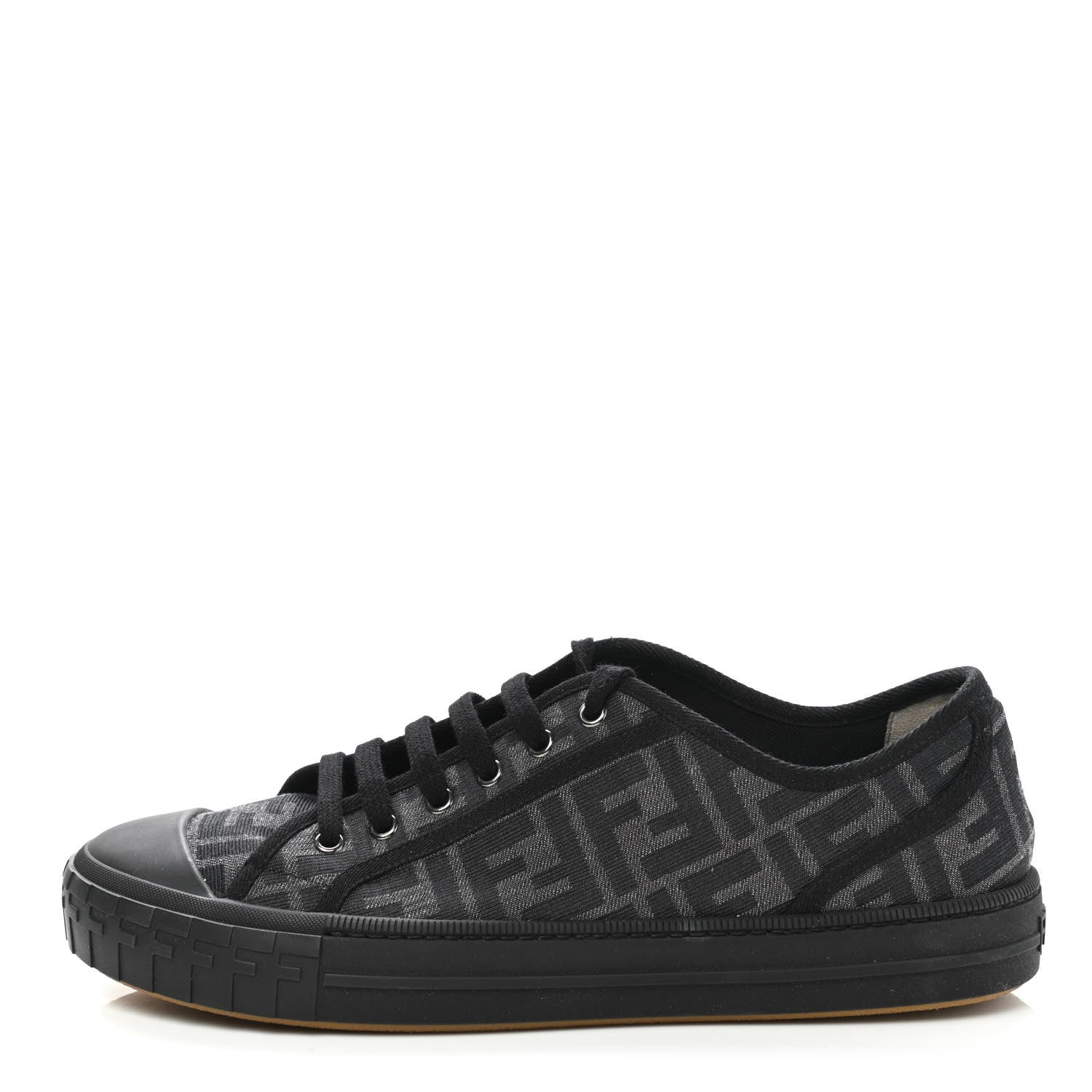 Fendi Fabric Jacquard Rubber FF Mens Domino Sneakers 11 Asfalto Black 1 of 10
