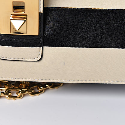 Valentino Garavani Nappa Striped B-Rockstud Flap Black Light Ivory 19 of 21