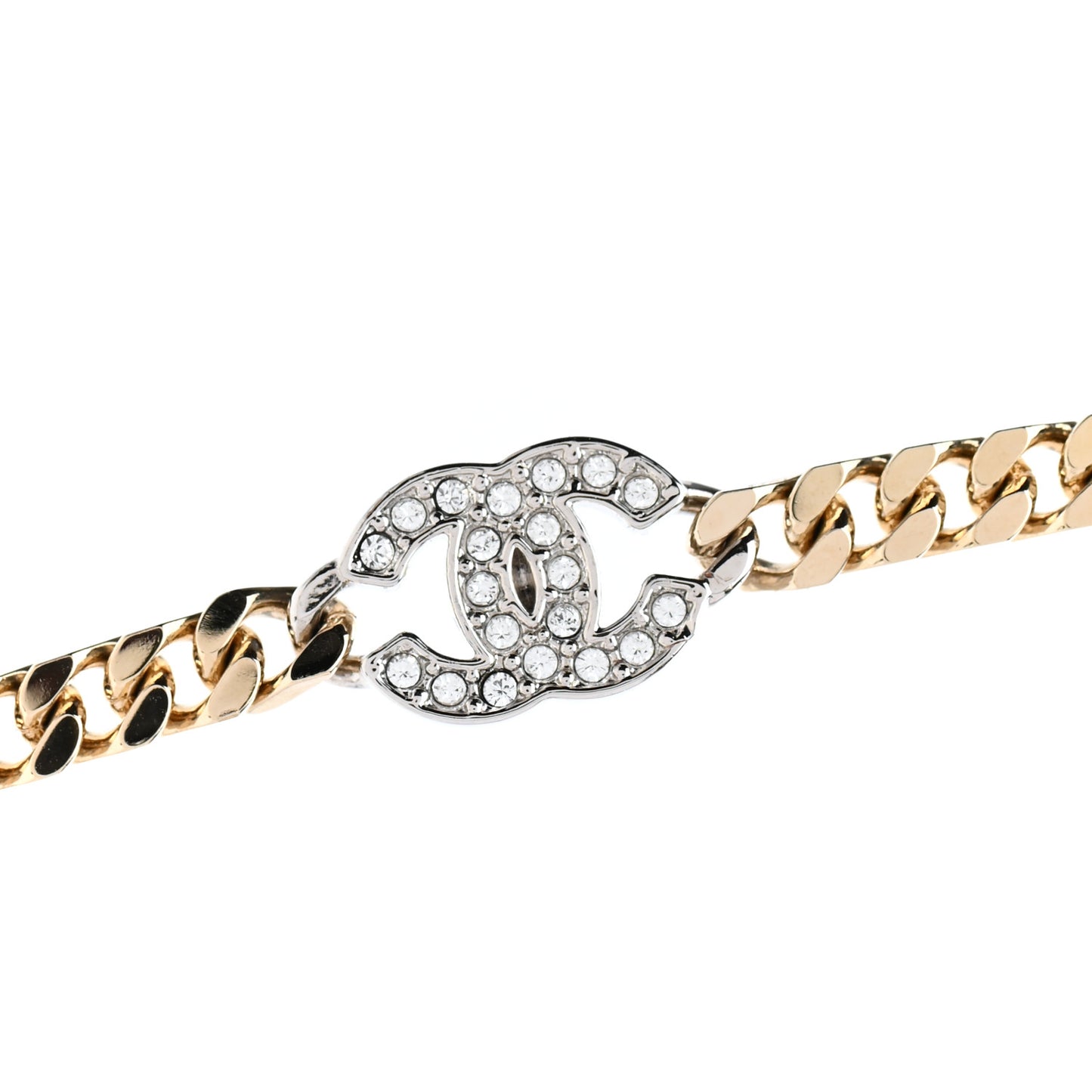 Crystal Chain CC Link Choker Gold Silver