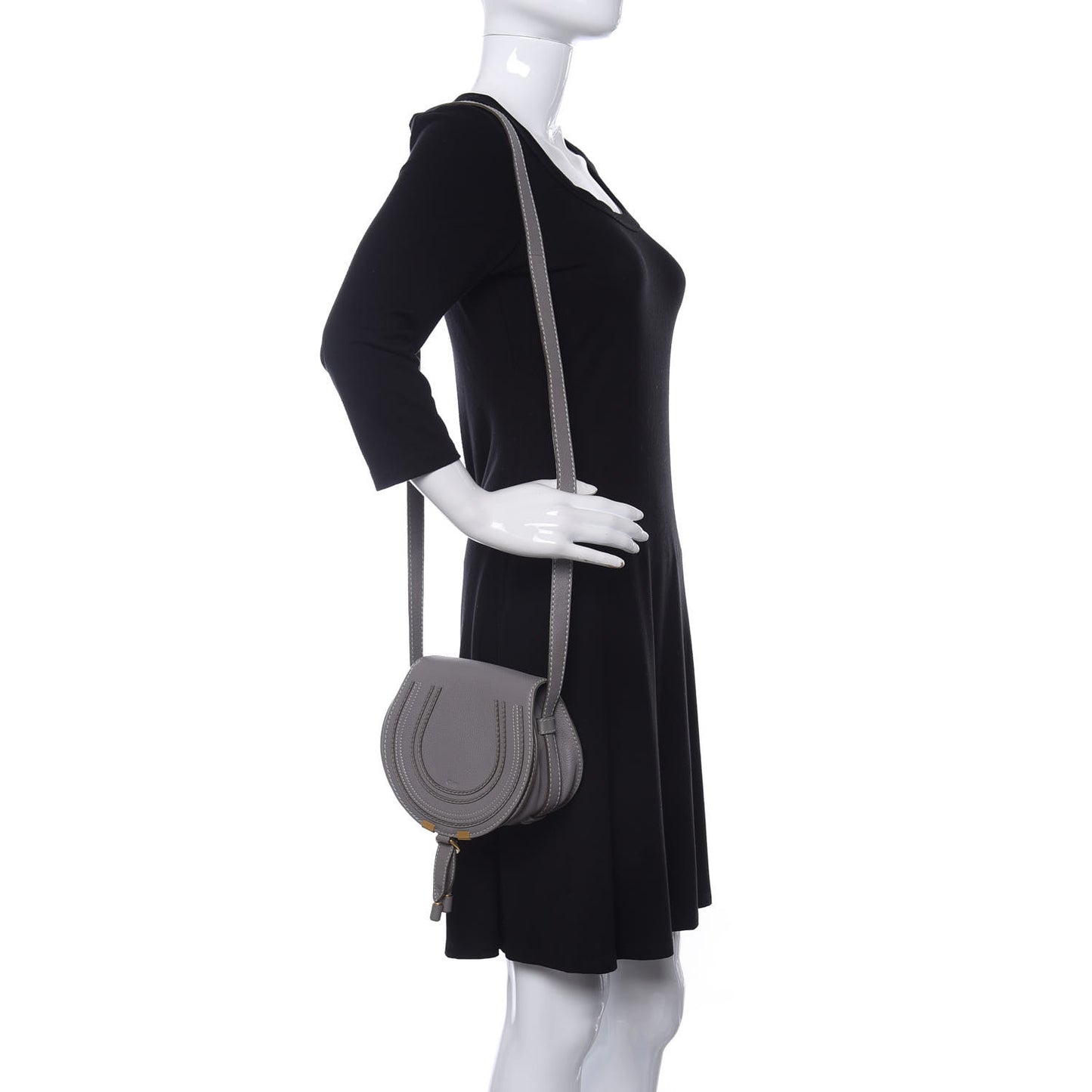 Calfskin Mini Marcie Round Crossbody Bag Cashmere Grey