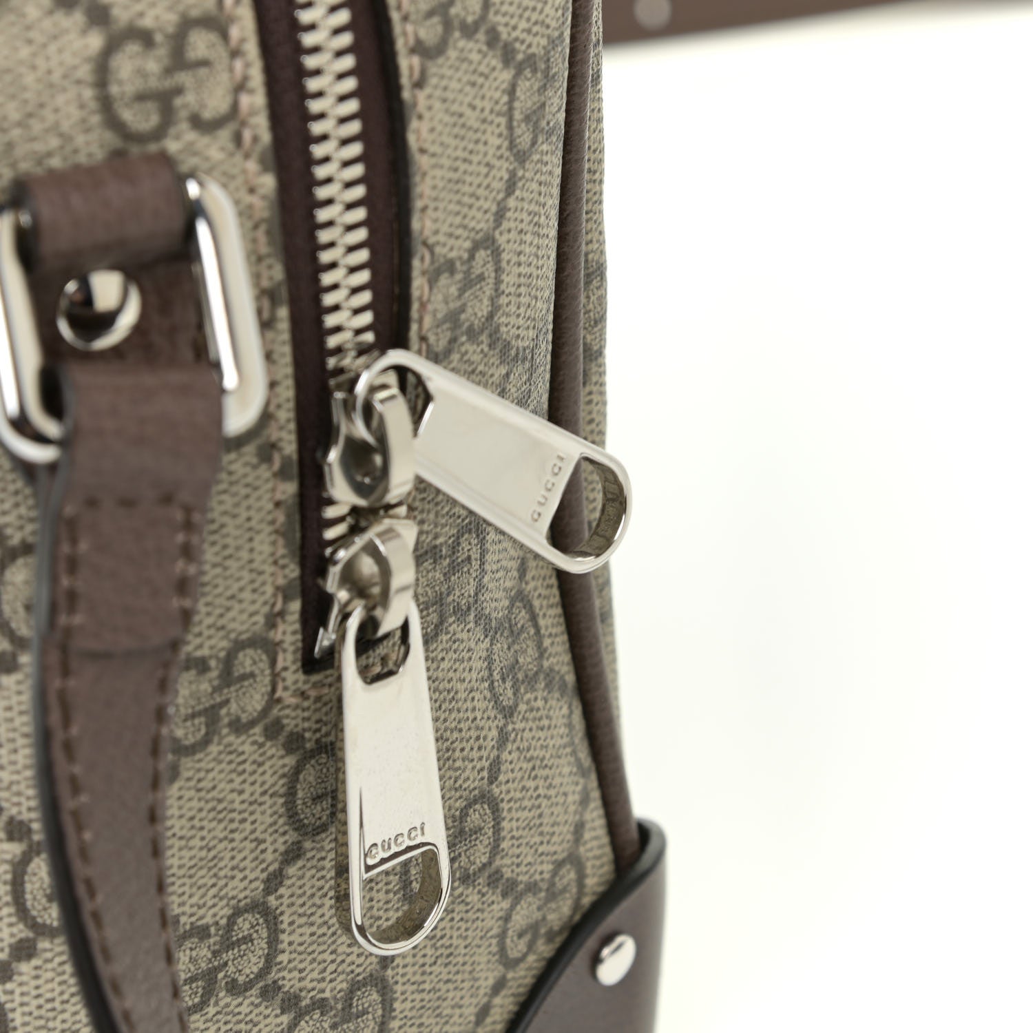 Gucci GG Supreme Monogram Textured Calfskin Square Messenger Bag Beige Ebony New Acero 11 of 12