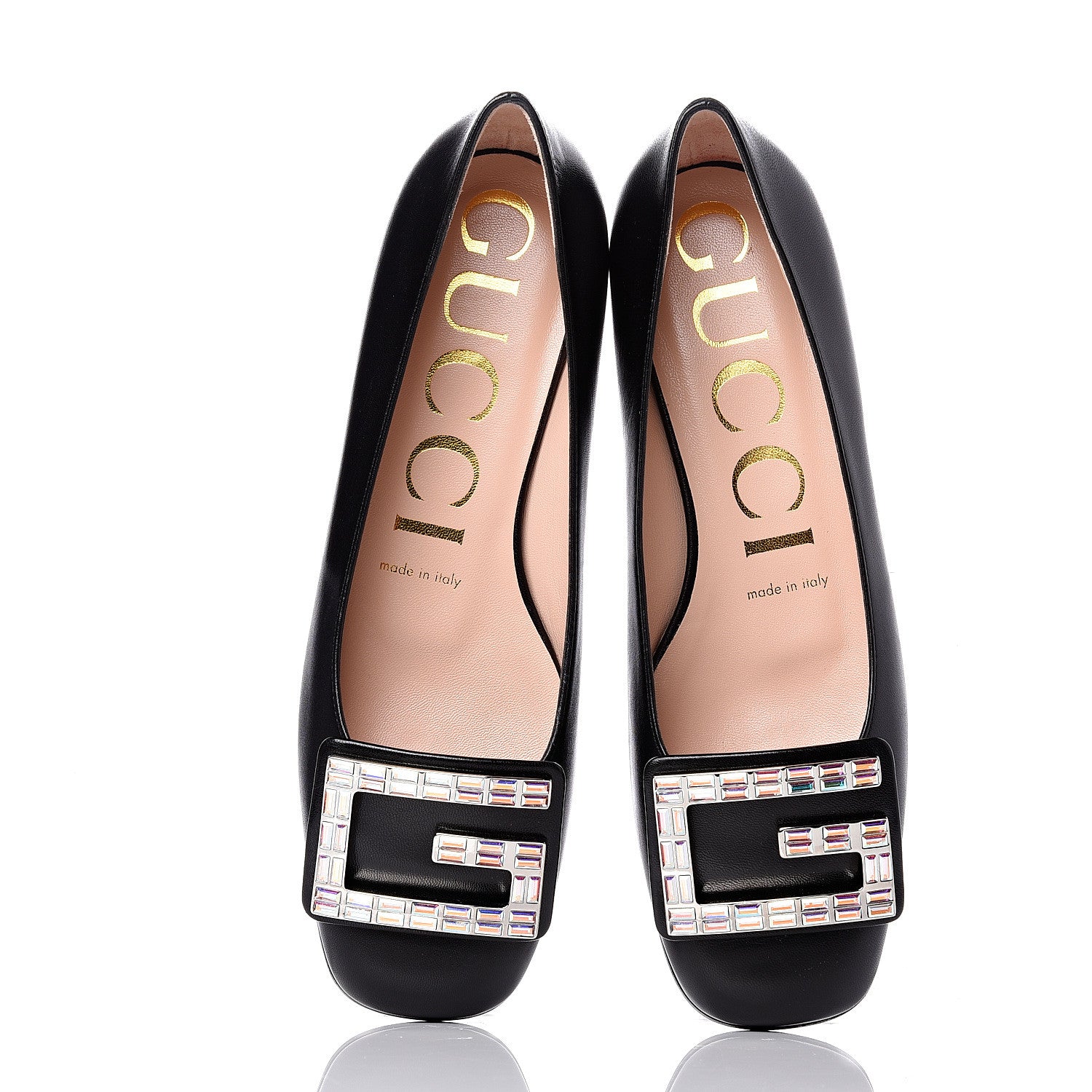 Gucci Malaga Kid Crystal Square G Madelyn Ballet Flats 36 Black 5 of 11