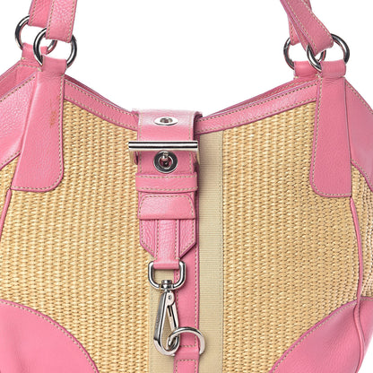 Prada Straw Vitello Daino Hobo Naturale Begonia 7 of 10