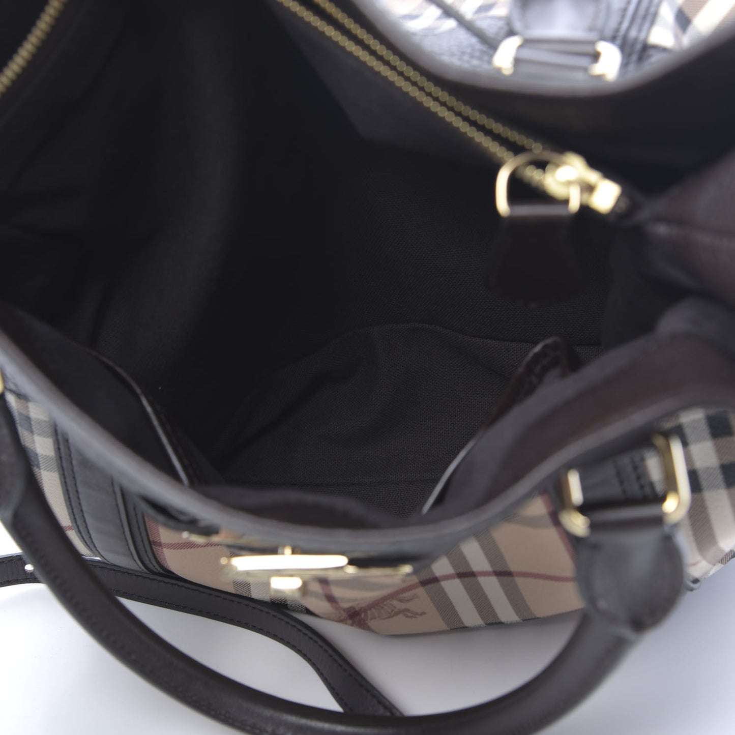 Grained Calfskin Haymarket Check Medium Golderton Tote Chocolate