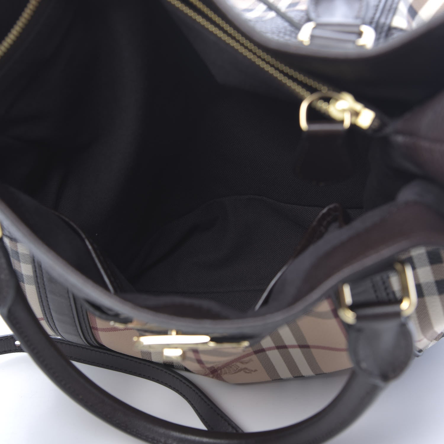 Burberry Grained Calfskin Haymarket Check Medium Golderton Tote Chocolate 7 of 12