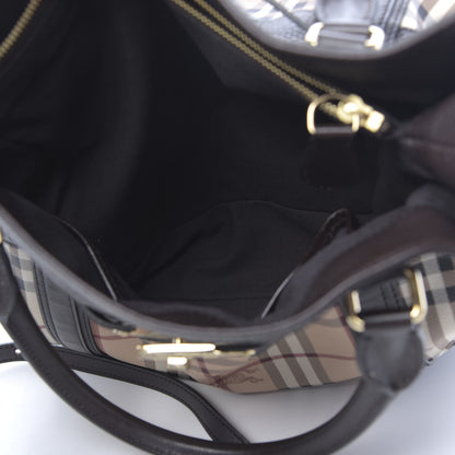 Burberry Grained Calfskin Haymarket Check Medium Golderton Tote Chocolate 7 of 12