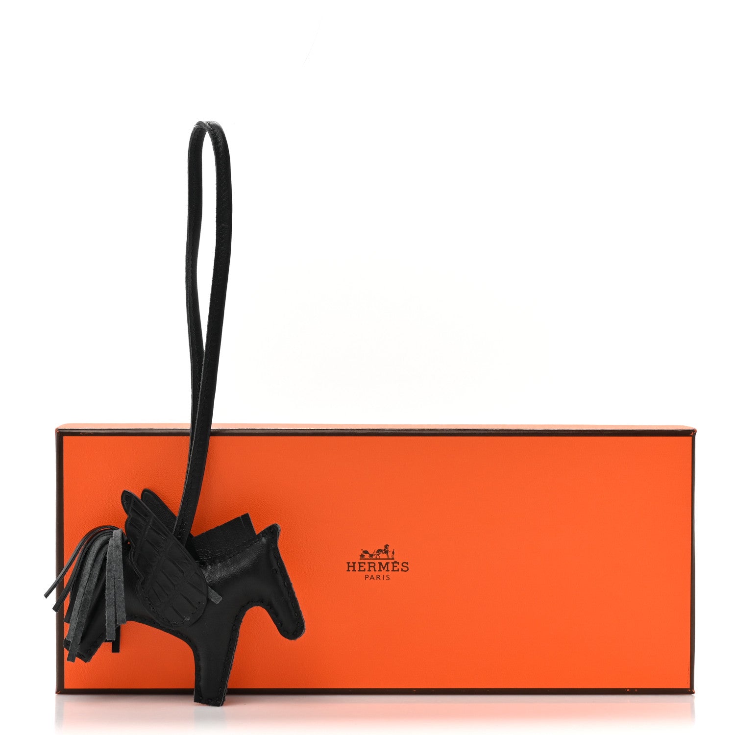 Hermes Milo Lambskin Matte Alligator Touch Grigri Rodeo Pegase Horse Bag Charm PM Black 5 of 5
