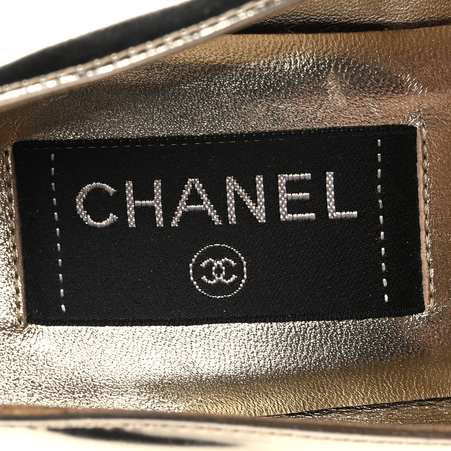 Chanel Laminated Calfskin Grosgrain Cap Toe CC Pointed Toe Wedge