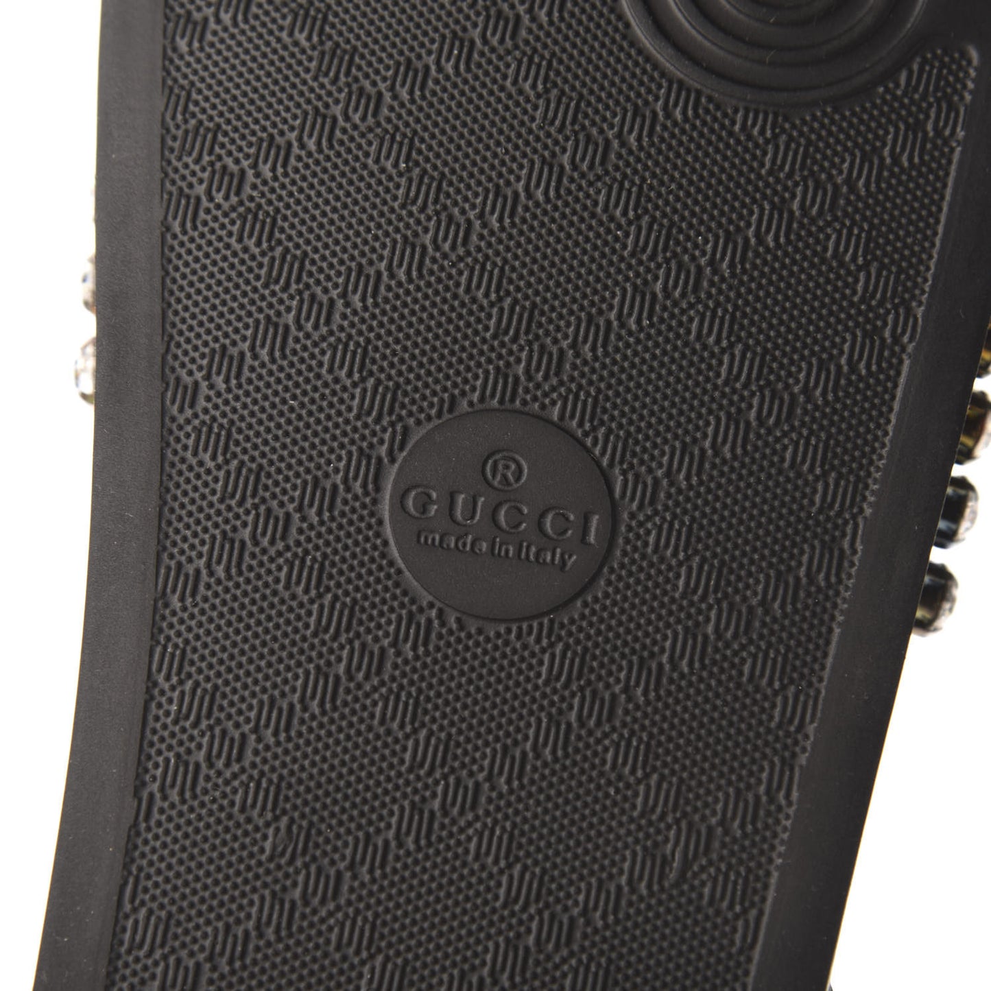 Calfskin Crystal Embellished Web Slide Sandals 35 Blue Red