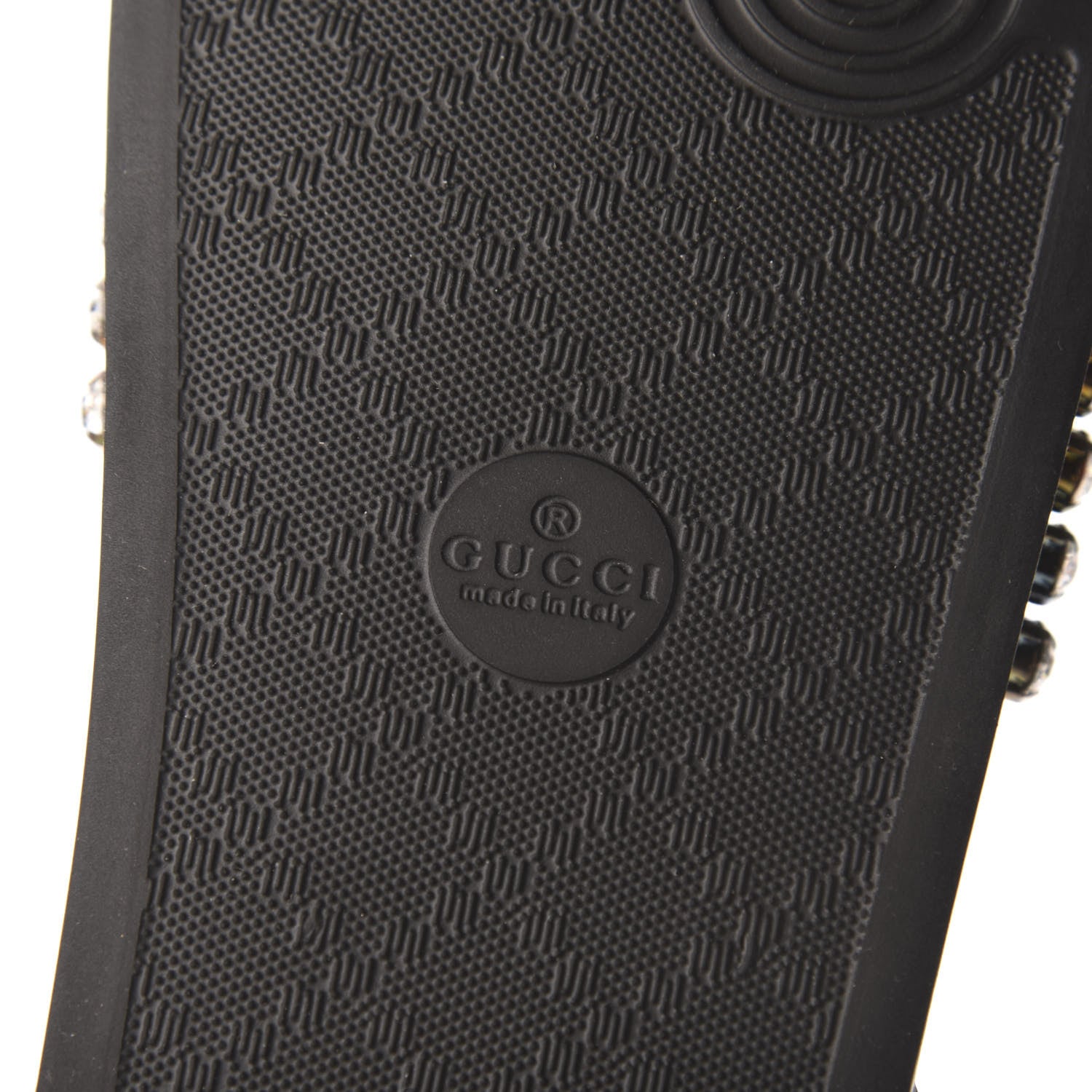 Gucci Calfskin Crystal Embellished Web Slide Sandals 35 Blue Red 7 of 8