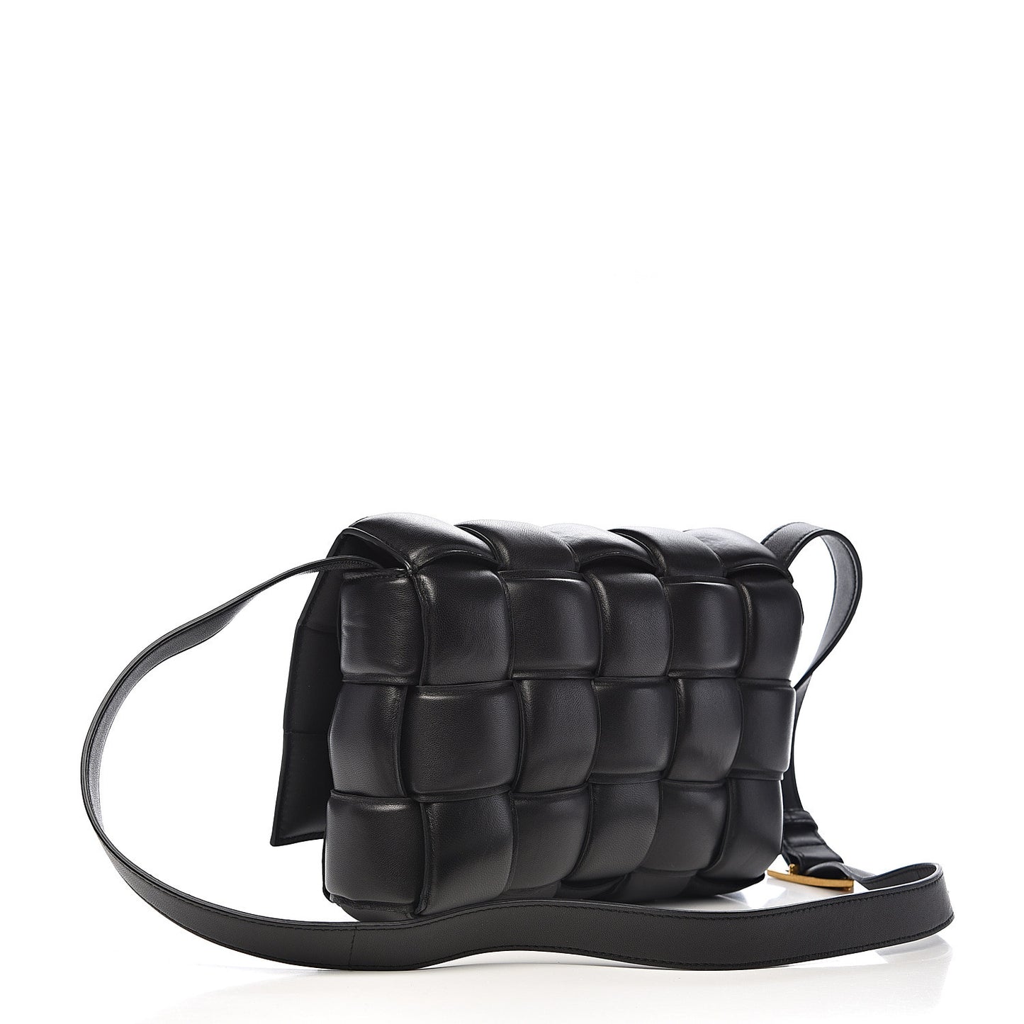 Paper Calfskin Maxi Intreccio Padded Cassette Crossbody Bag Black