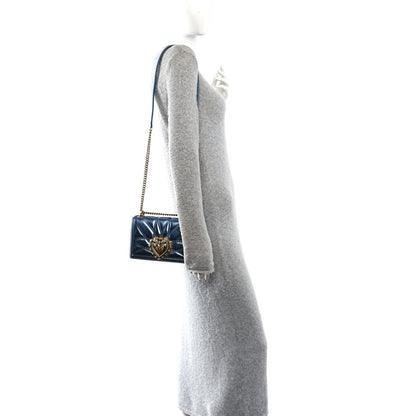 Dolce & Gabbana Metallic Nappa Quilted Medium Devotion Crossbody Bag Blue 2 of 9