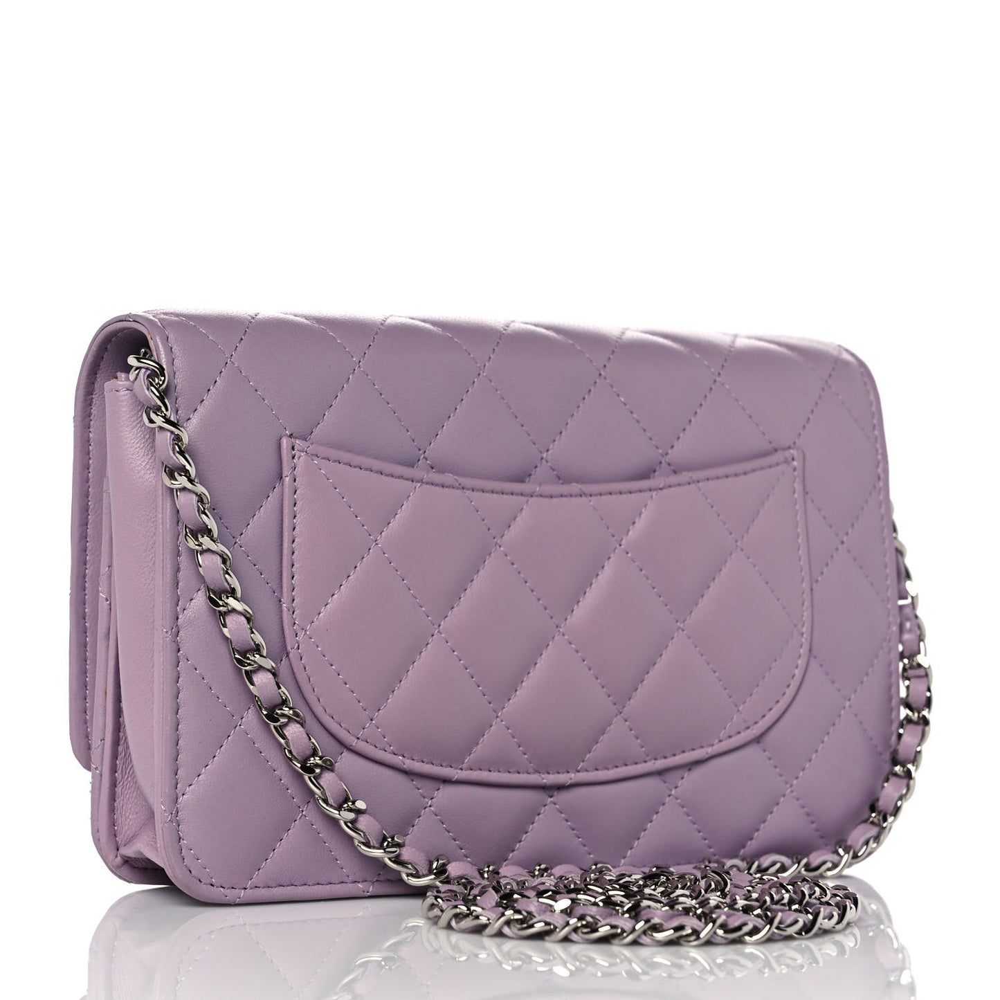 Lambskin Quilted Wallet On Chain WOC Light Purple